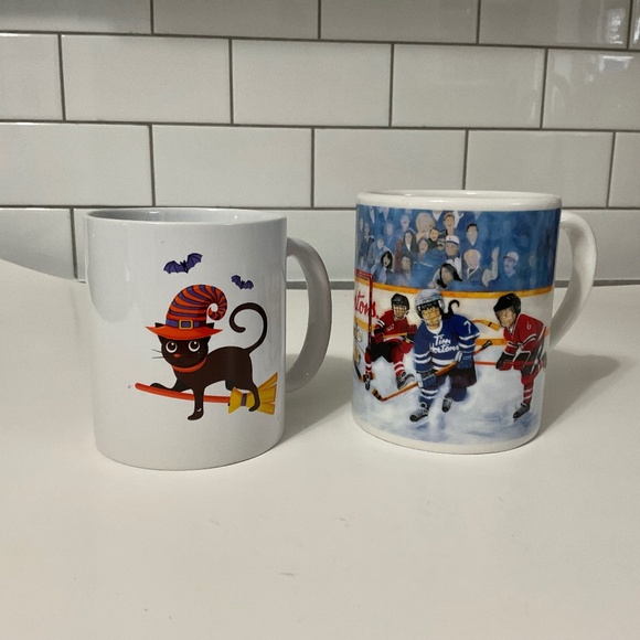 Tim Hortons Coffee Mugs Winning Goal Collector Series 002 & Halloween Cat Mug - Picture 1 of 6
